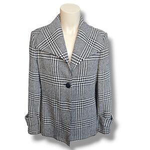 Anne Klein Houndstooth 100% Wool Coat. Medium